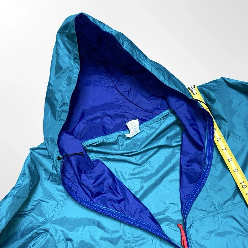 Vintage Sierra Designs Hooded Windbreaker Jacket Men's Large Teal Blue Nylon 90s